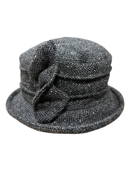 Women's Narrow Brim Tweed Hat with Bow