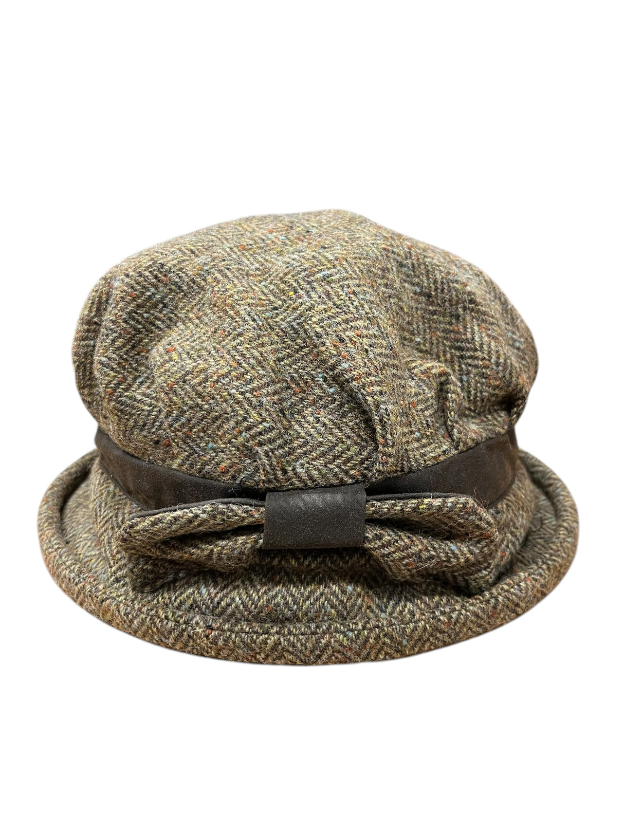 Women's Narrow Brim Hat with Tweed Bow and Band