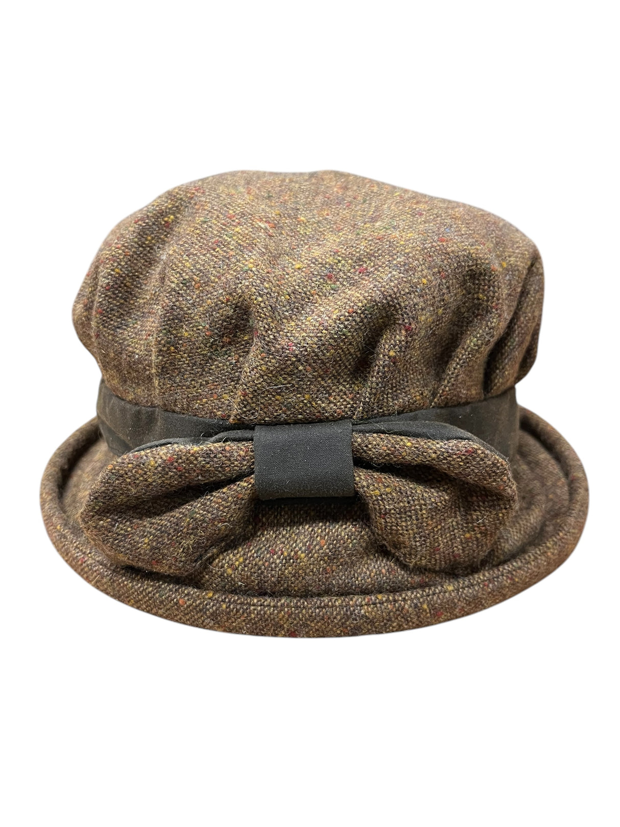 Women's Narrow Brim Hat with Tweed Bow and Band