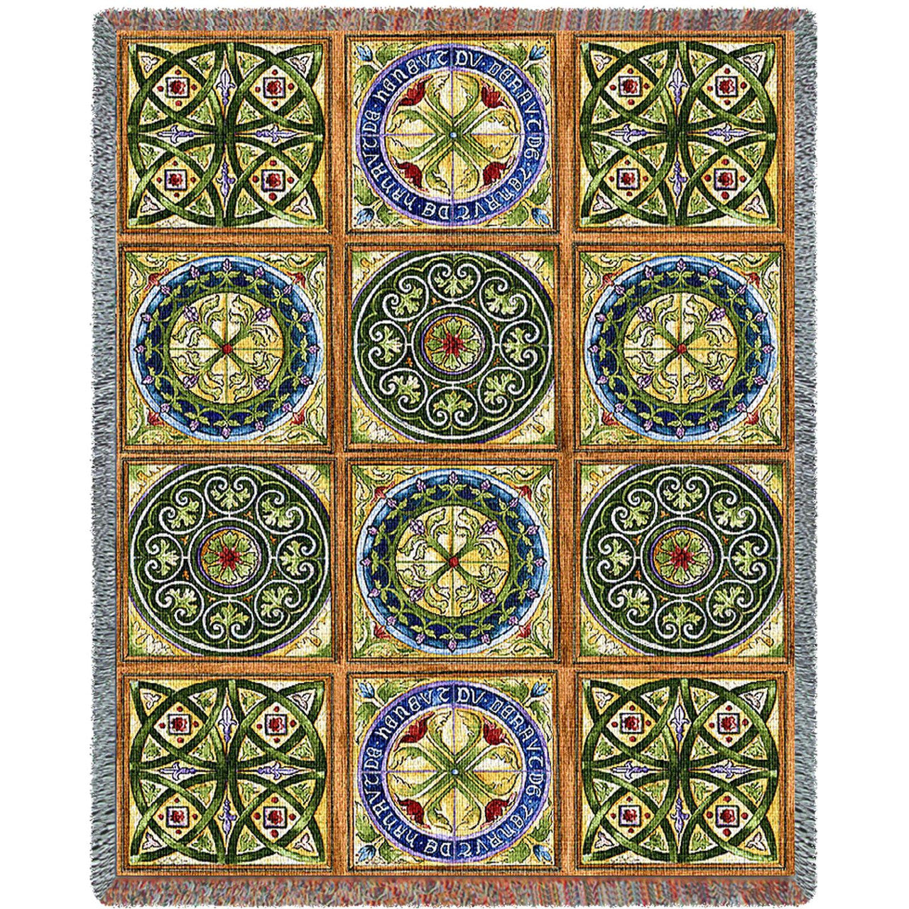 Celtic Rosette Tapestry Cotton Woven Blanket