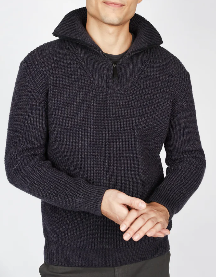 Men's Ribbed Zip Neck Sweater