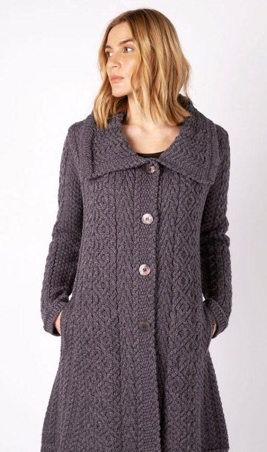 Women's Aran A Line Buttoned Coat