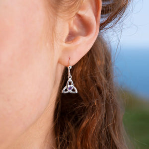 Amethyst Celtic Trinity Knot Sterling Silver Earrings