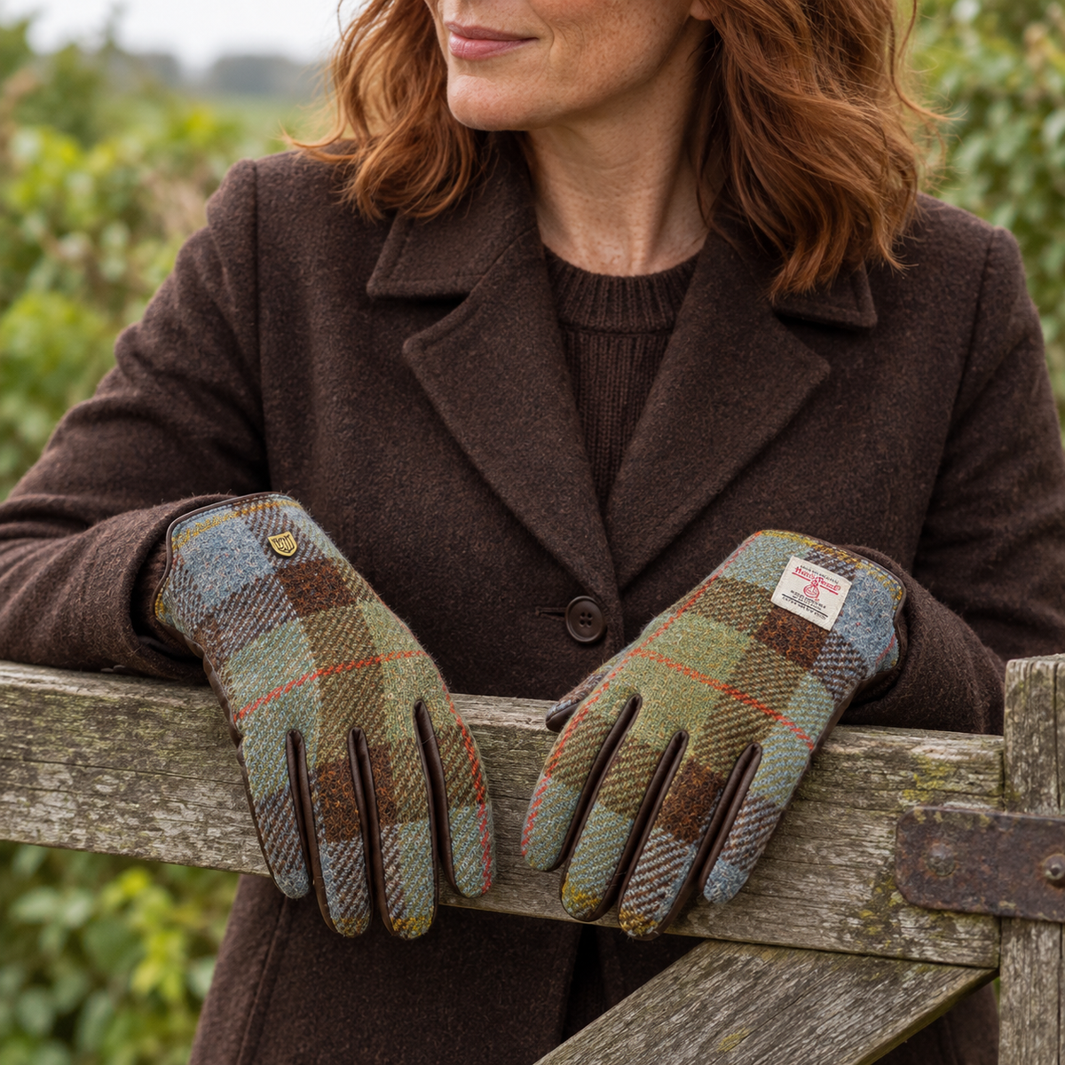 Women's Islander Harris Tweed and Genuine Leather Gloves