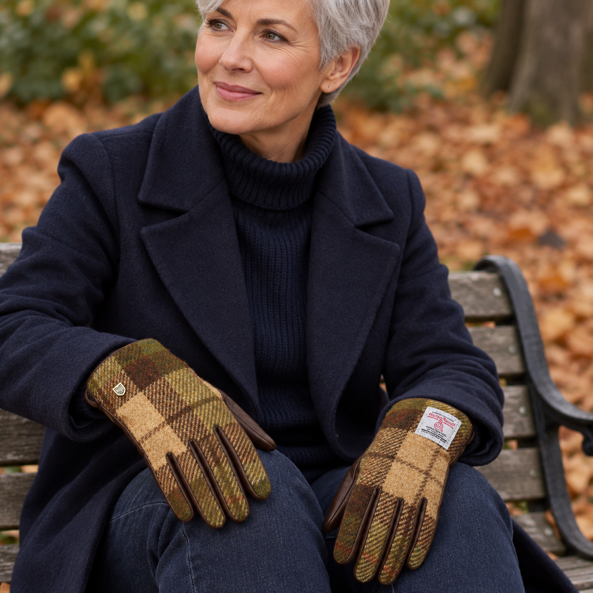 Women's Islander Harris Tweed and Genuine Leather Gloves