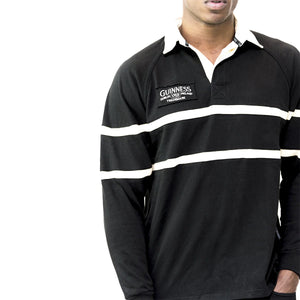 Guinness Long Sleeve Black and Cream Traditional Rugby