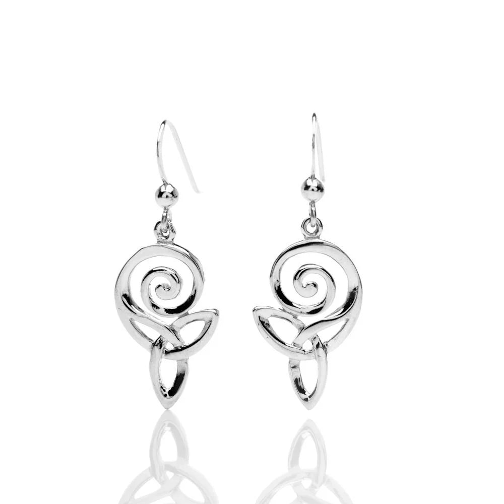 Celtic Spiral and Trinity Knot Sterling Silver Earrings