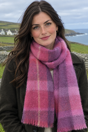 Cushendale 'Drumin' Check Mohair Scarf