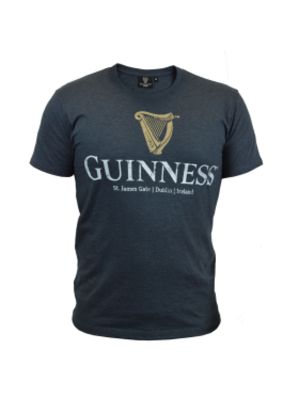 Guinness Navy Distressed Harp Logo Tee