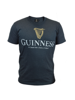 Guinness Navy Distressed Harp Logo Tee