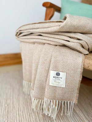 Irish Merino Wool Herringbone Throws