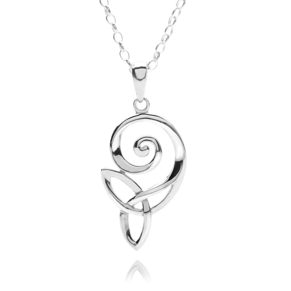 Celtic Spiral and Trinity Knot Sterling Silver Pendant