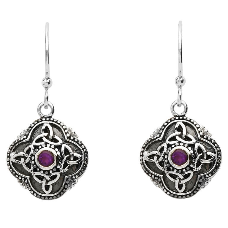 SE2210AY Celtic Tribal Silver Trinity Knot Earrings by Shanore