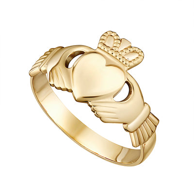 14K Gold Gents Claddagh Ring - S2233