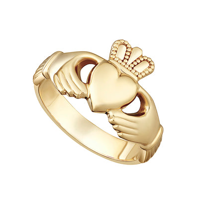 14K Heavy Gold Gents Claddagh Ring - S2270