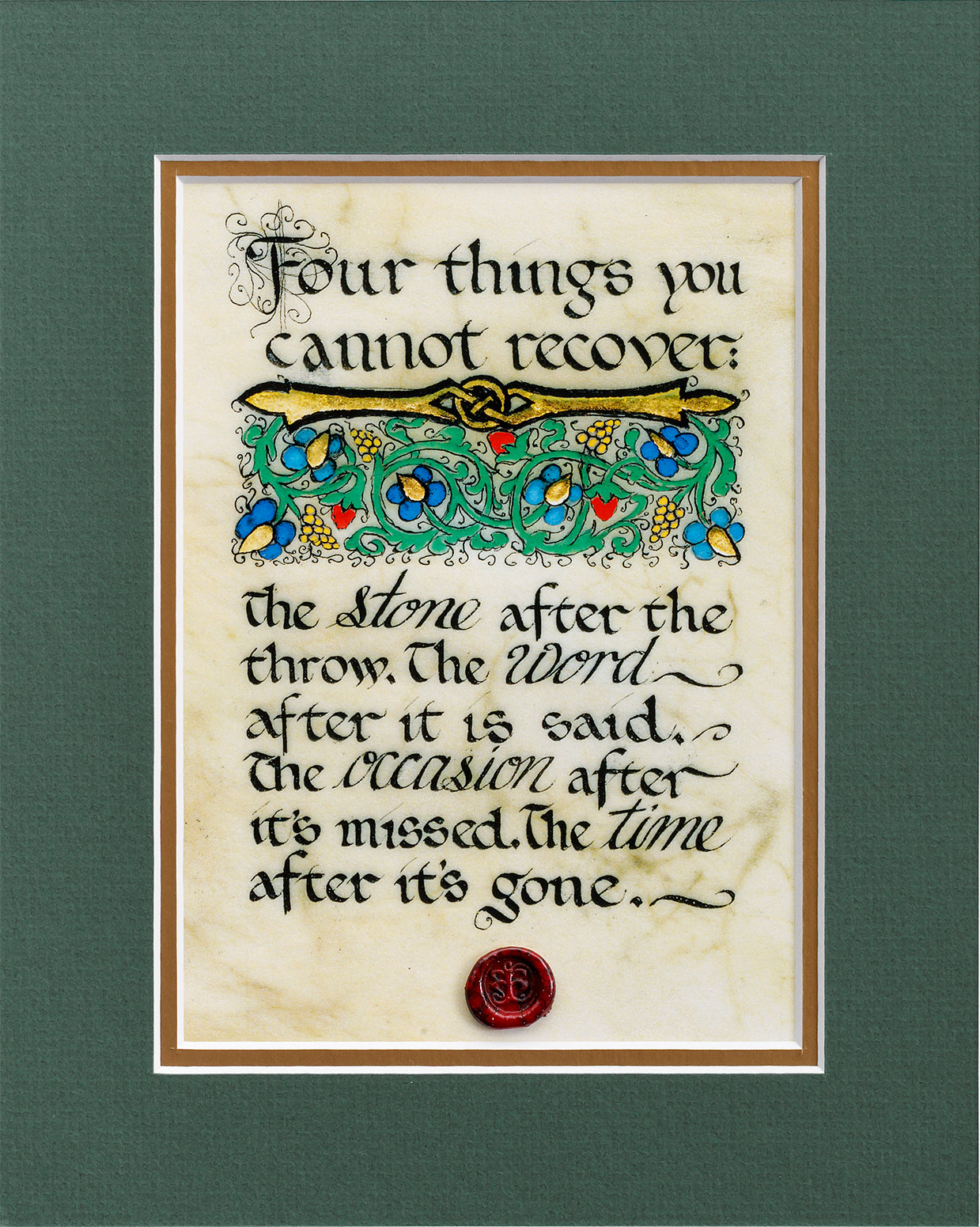 Deals Four Things You Cannot Recover - Framed Celtic Art Print