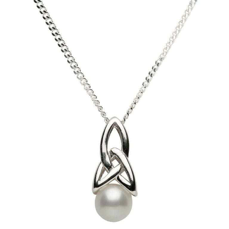 SPCP1 Celtic Silver Pearl Necklace by Shanore