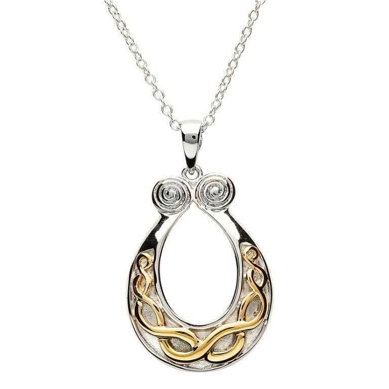 SP1087 Silver Celtic Knot Gold Plate Necklace