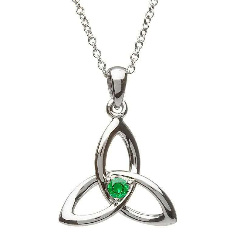 SP2053 Emerald Centered Three Dimensional Trinity Necklace by Shanore