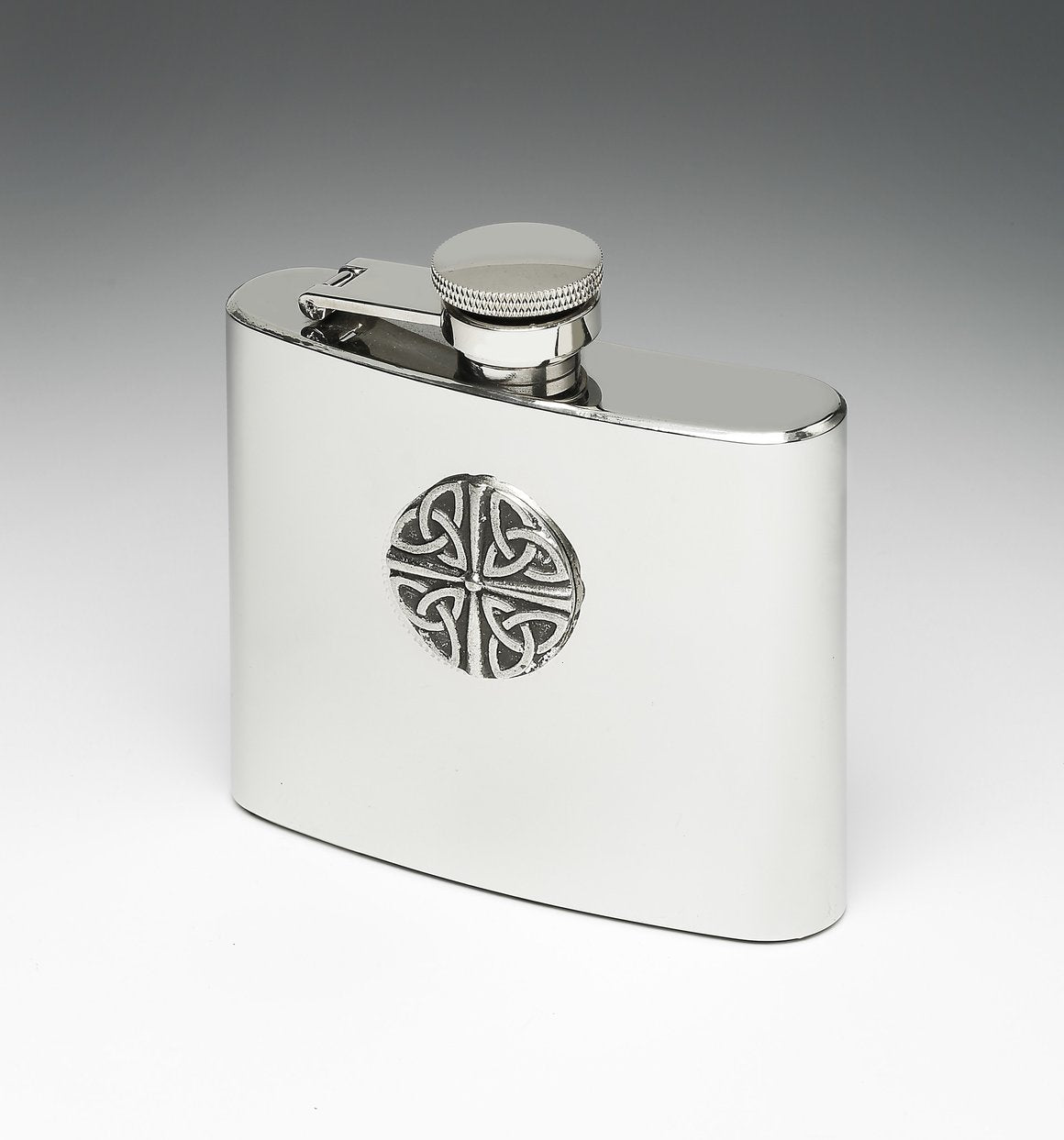 Whiskey Hip Flask with Multi Trinity Knot Design by Mullingar Pewter