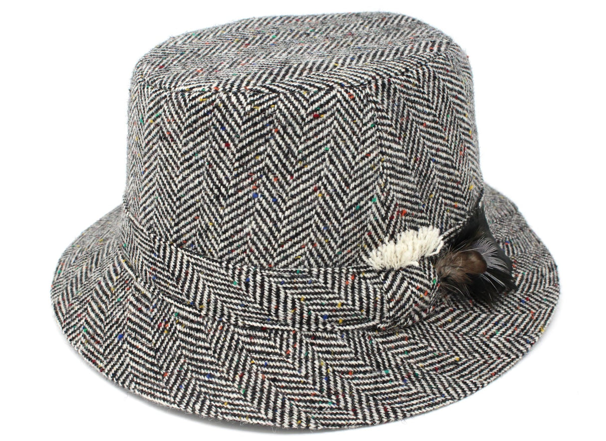 Hanna Hats Walking Hat Irish Tweed - Brown Fleck Salt & Pepper / XXL 64-65cm