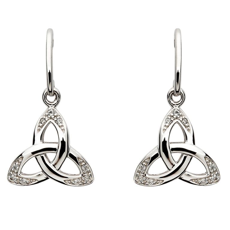 SE2109 Celtic Stone Set Trinity Knot Earrings by Shanore
