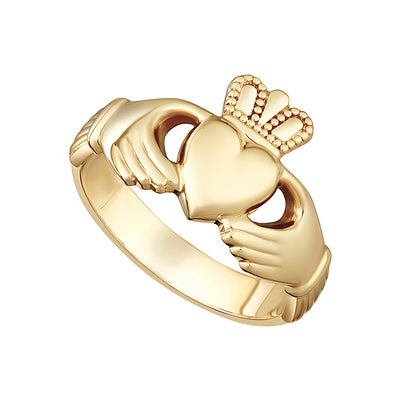 9K Gold Heavy Gents Claddagh Ring - S2268