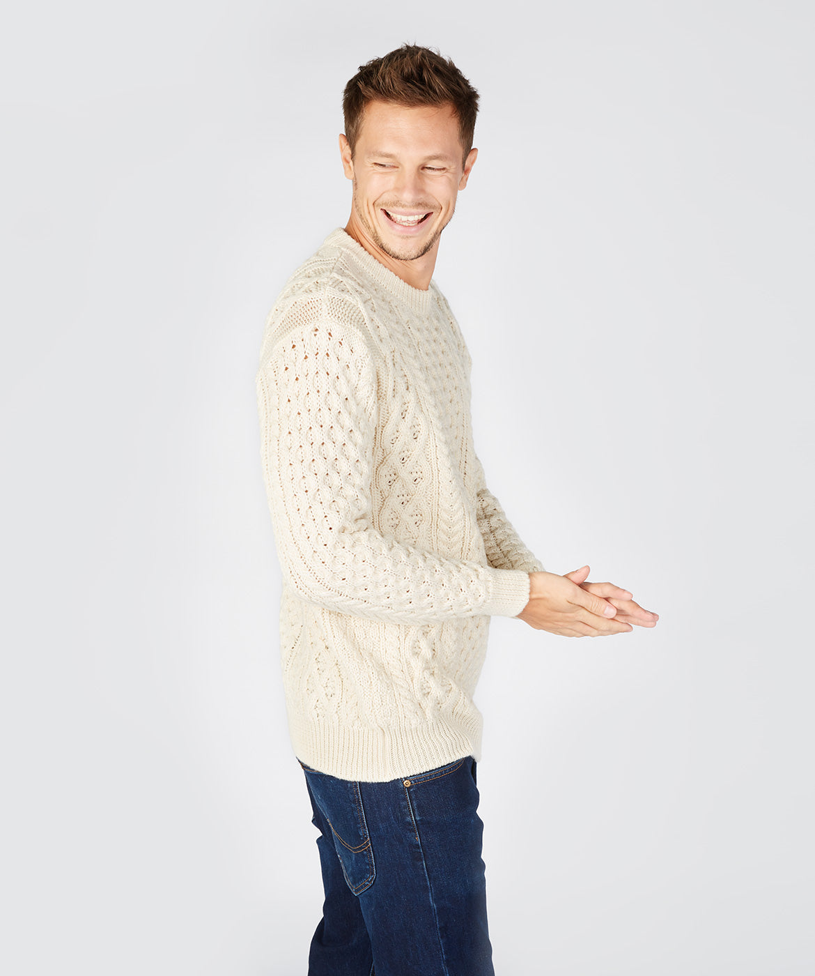 Men's Crewneck Aran Sweater