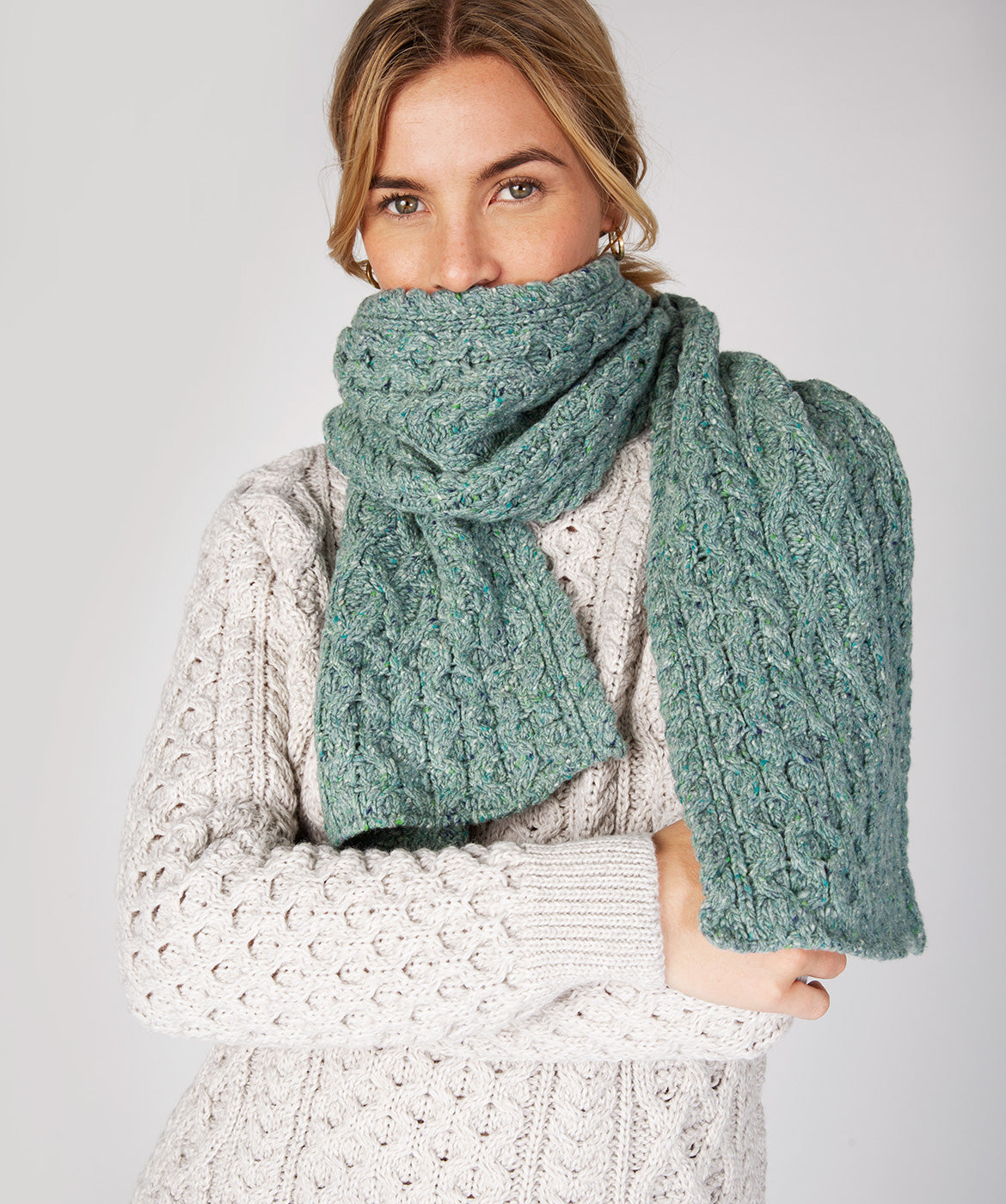 Merino and Cashmere Luxe Aran Scarf