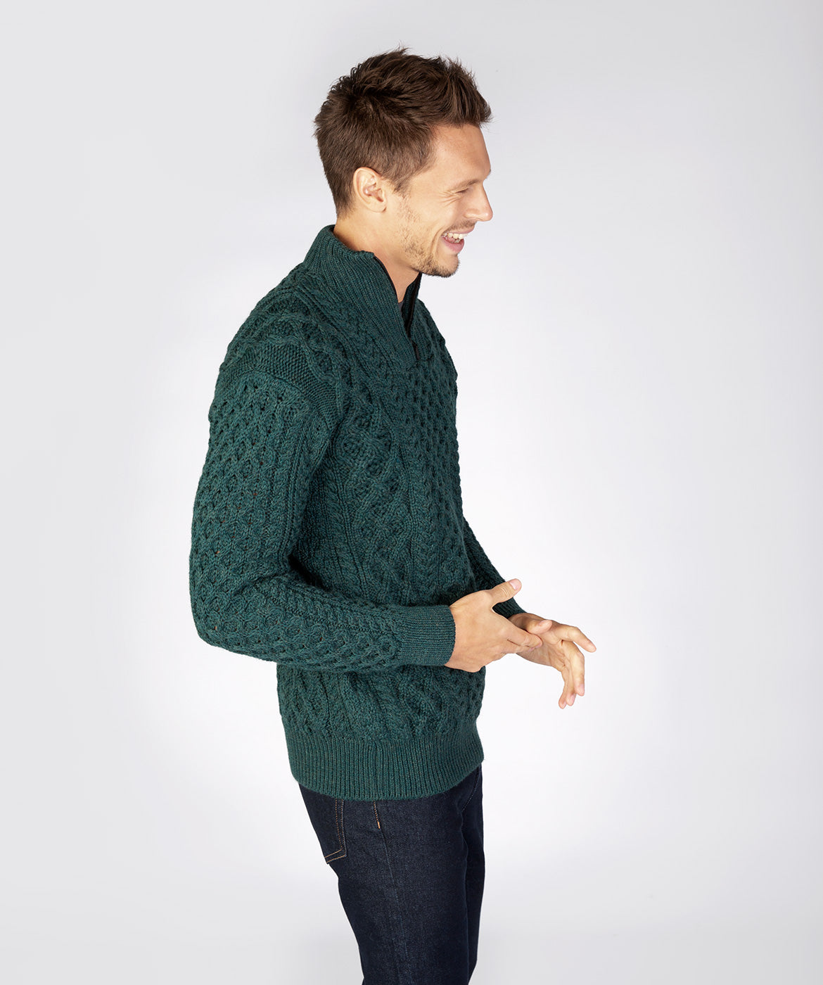 Men's Aran Knit 1/4 Zip Sweater