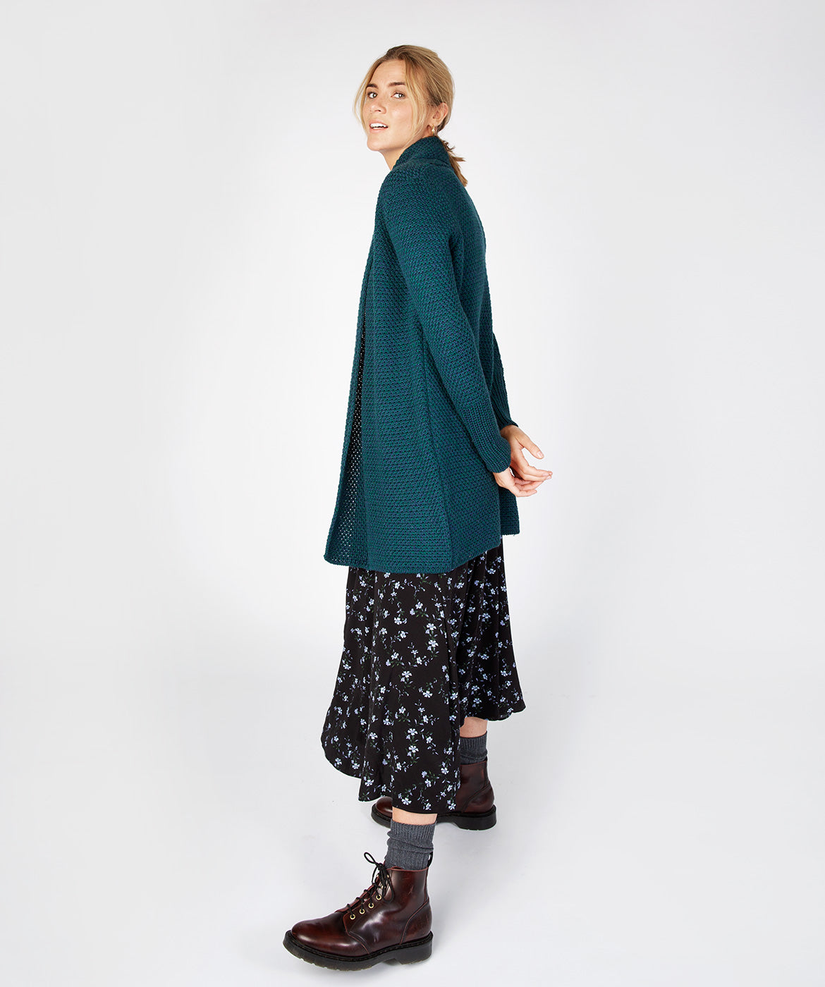 Women's Merino Wool Textured Long Cardigan