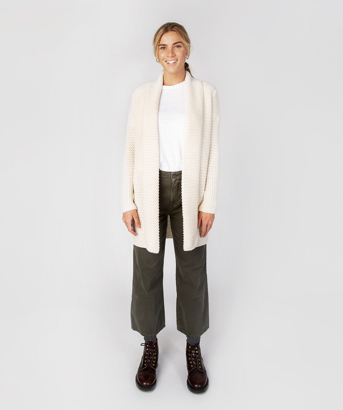 Women's Merino Wool Textured Long Cardigan
