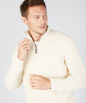 Men's Ribbed Zip Neck Sweater