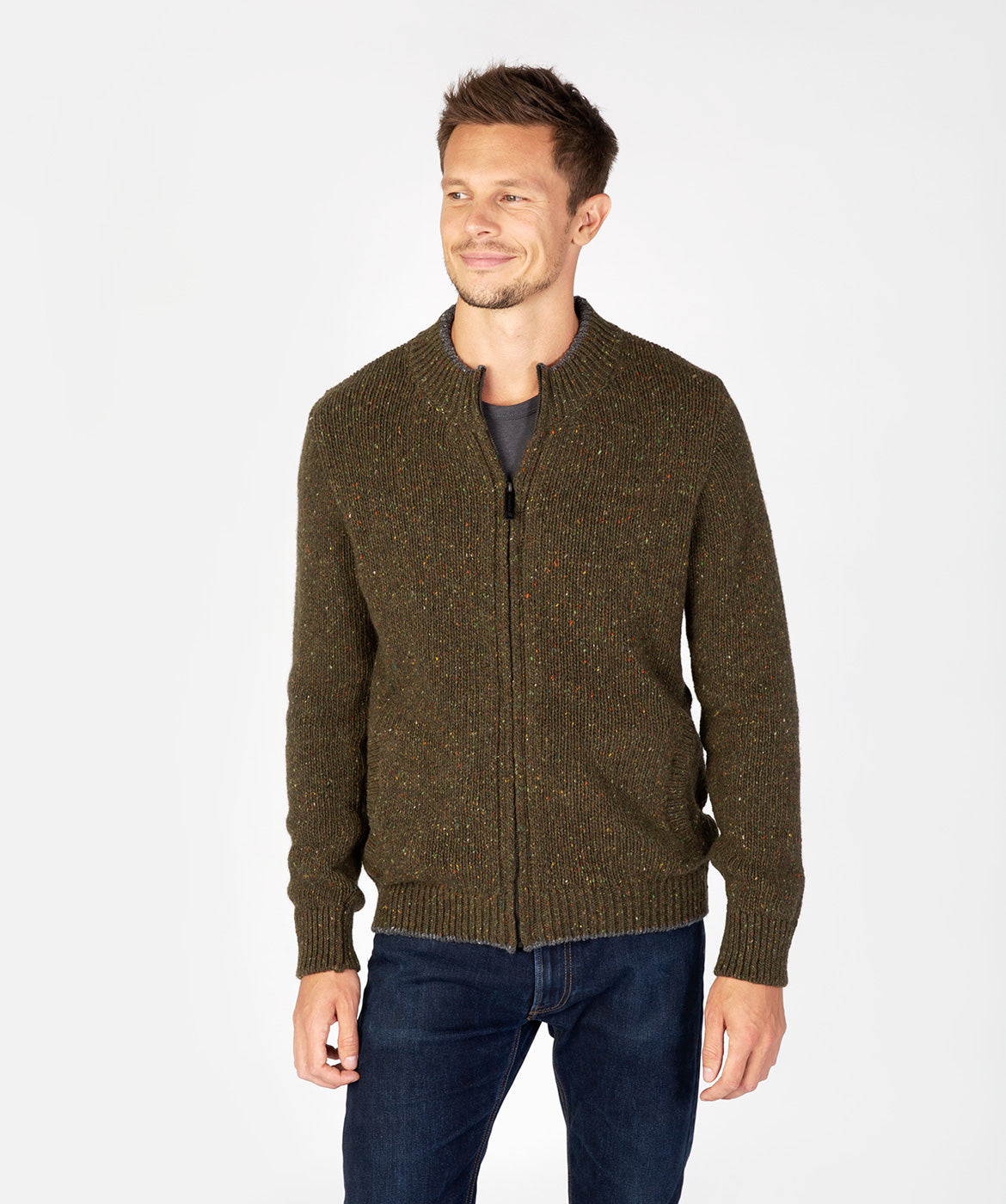 Mens full zip cardigan best sale