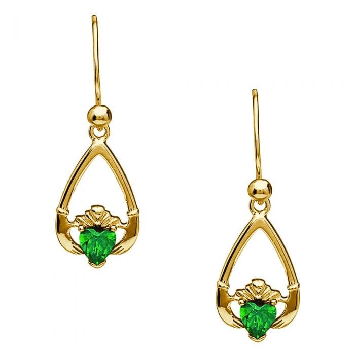 10K Yellow Gold May Claddagh Earrings