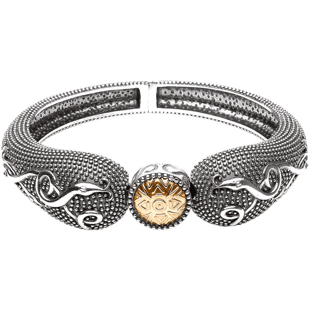 Wood Quay Raised Bangle with 18K Gold Beading – Real Irish
