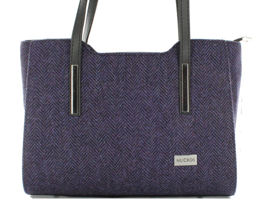 Ladies 'Brid' Plaid Handbag - Purple Herringbone