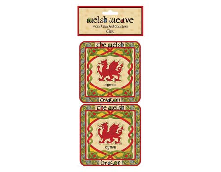 Set of 4 Welsh Dragon Coasters