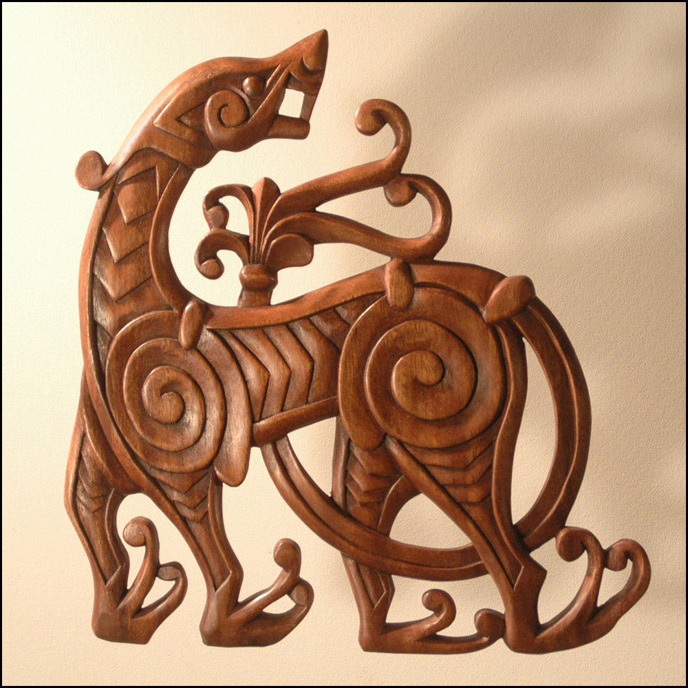 Book of Kells Dog Celtic Wood Carving