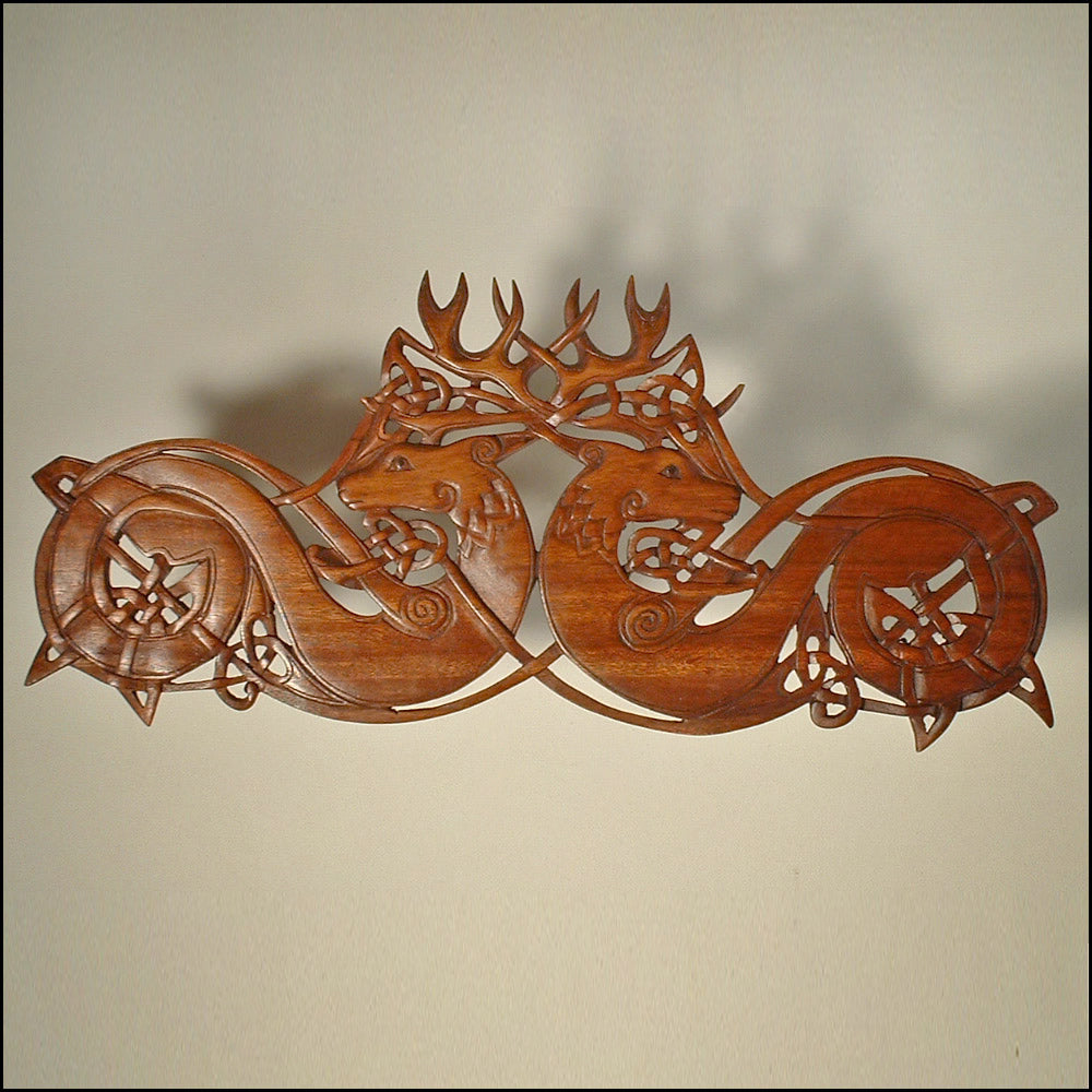 Celtic Deer Wood Carving
