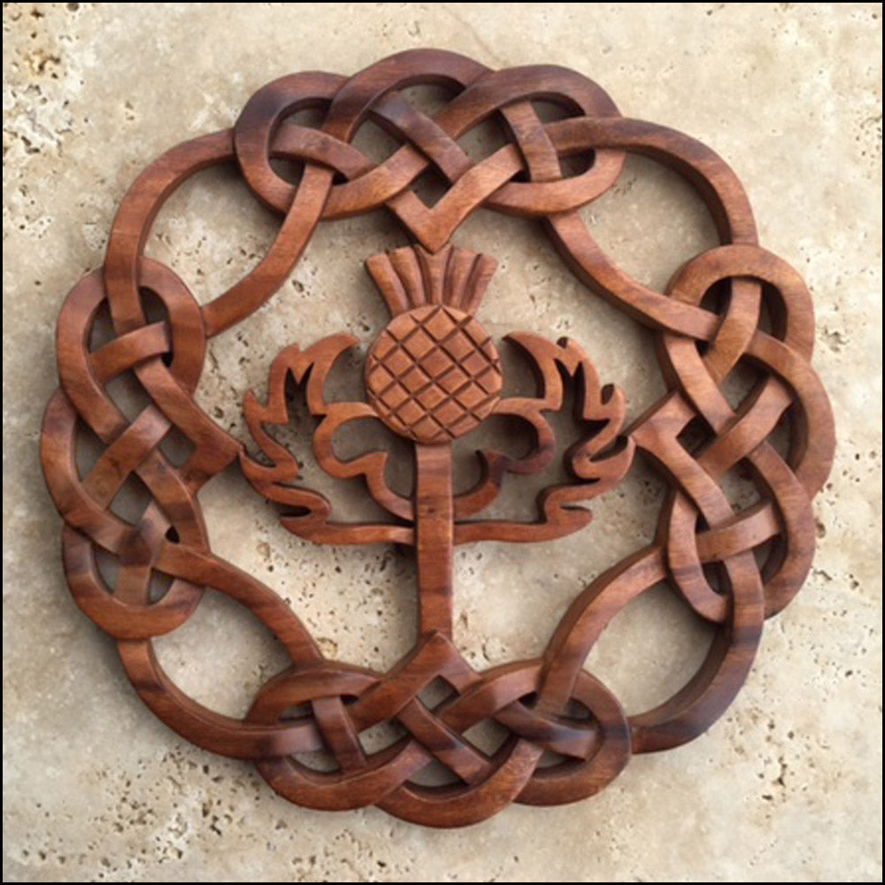 Scottish Thistle and Knot Wood Carving