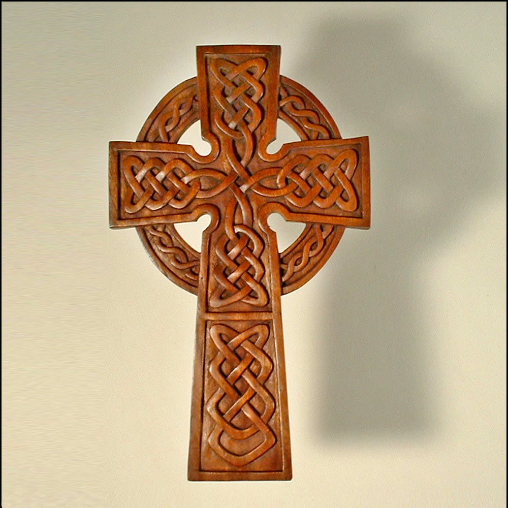 Short Celtic Cross Wood Carving CR-06