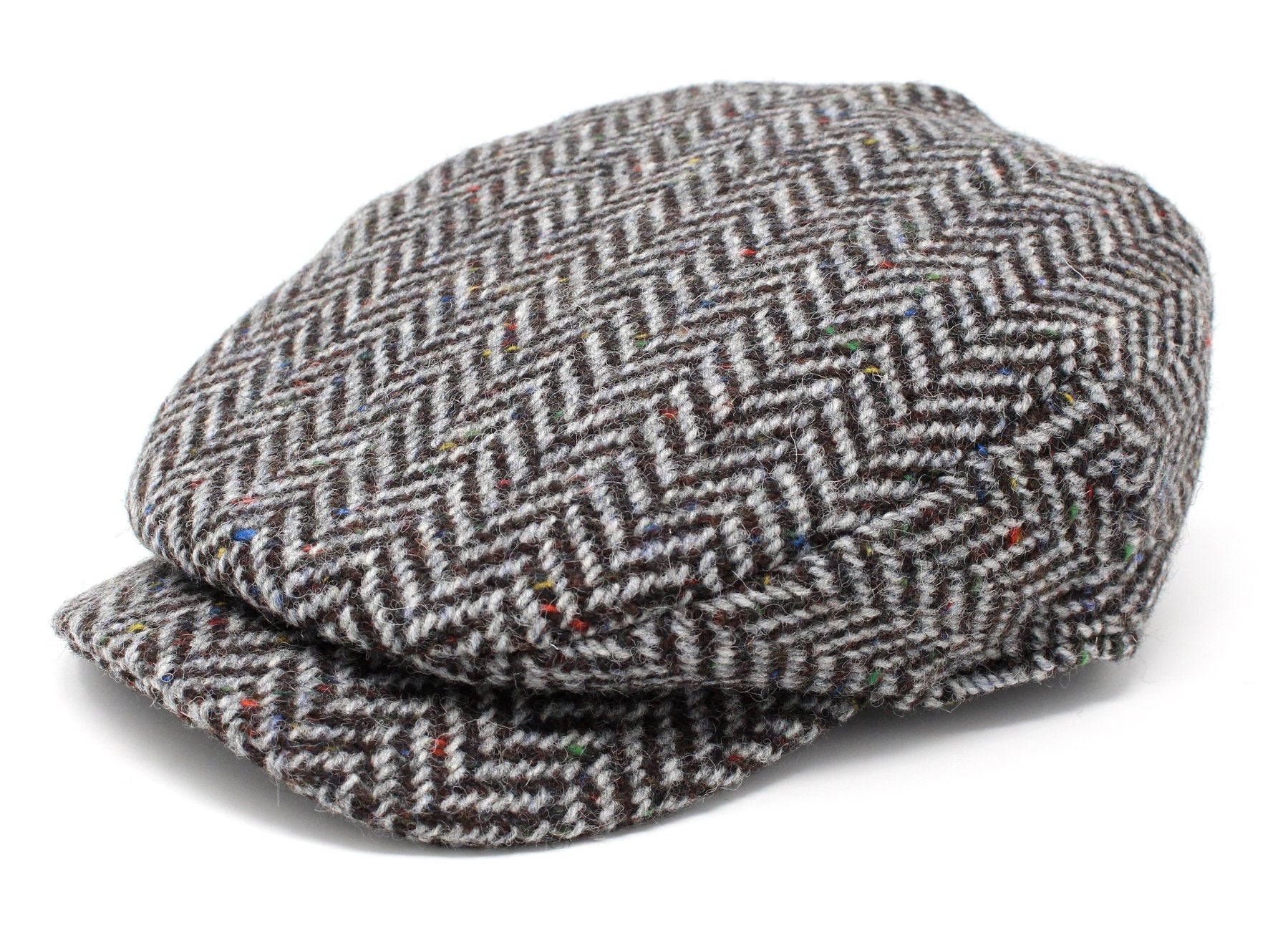 Irish Tweed Cap - Donegal Tweed buy - Charcoal Grey Herringbone - Driving Hat L