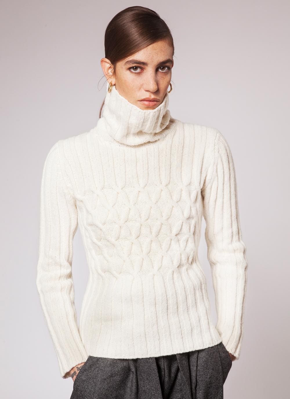 Wool Cashmere Aran Cable Sweater, Fisherman sweater woman