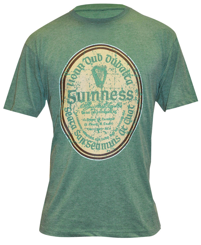 Guinness Green Distressed Gaelic Label T-Shirt - G6049