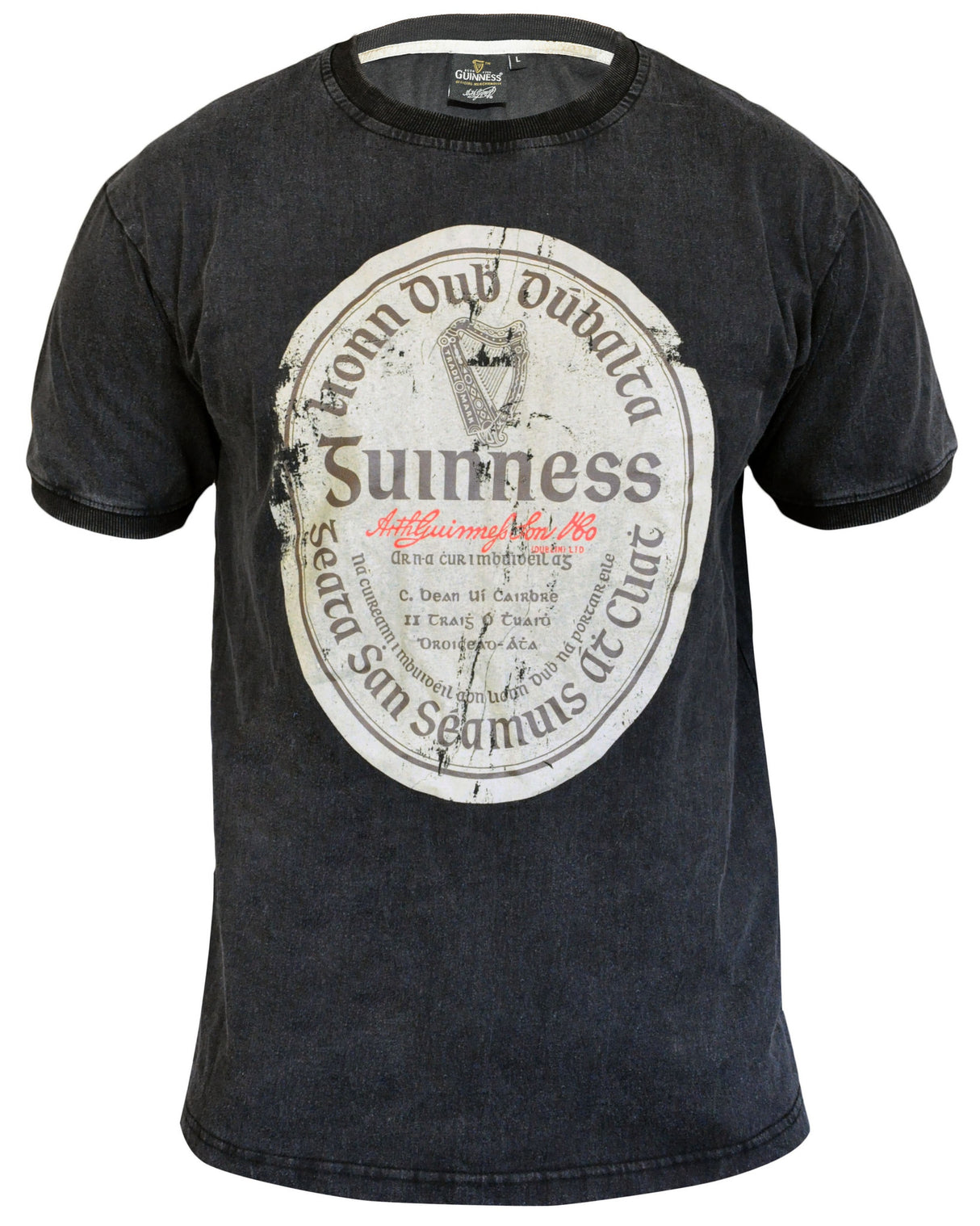 Black Distressed Gaelic Label Tee from Guinness