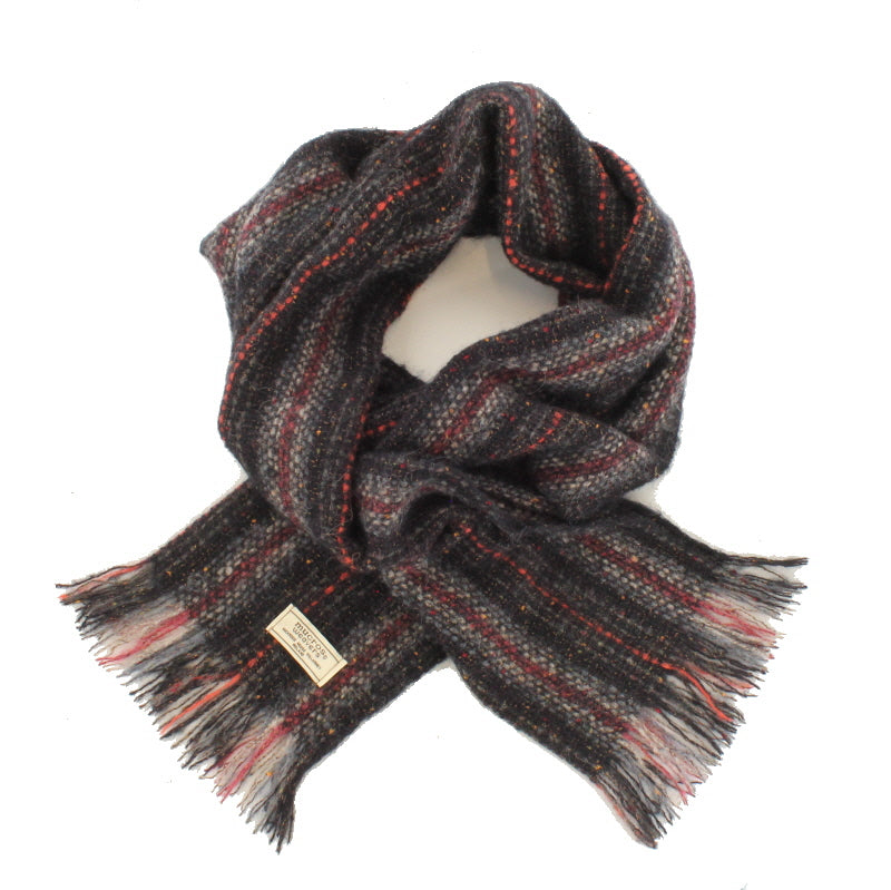grey charcoal and red stripe mucros weavers islander scarf