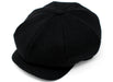 Solid black color Peaky Blinders style cap by Hanna Hats of Donegal
