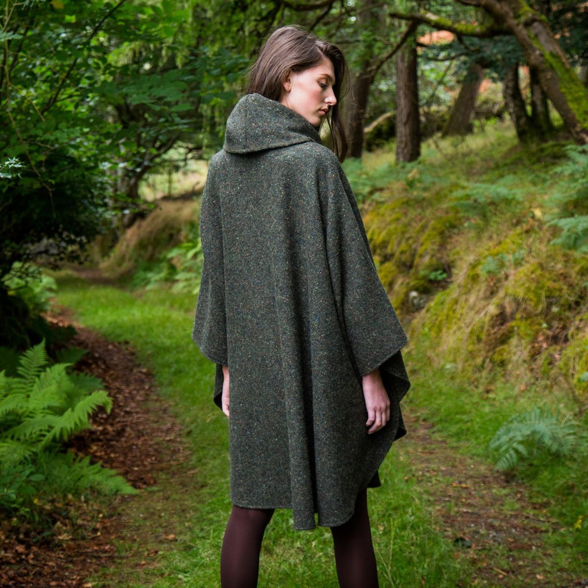 Tweed cape coat womens top