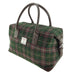 Dark Green and Plum Check Scottish Harris Tweed Overnight Bag  Glen Appin